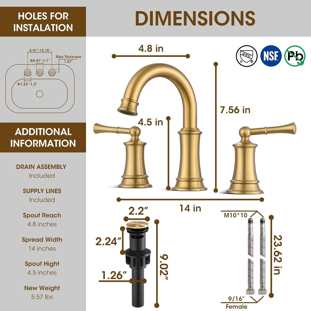 Gold Bathroom Faucet,Bathroom Faucet 3 Hole,Bathroom Sink Faucet