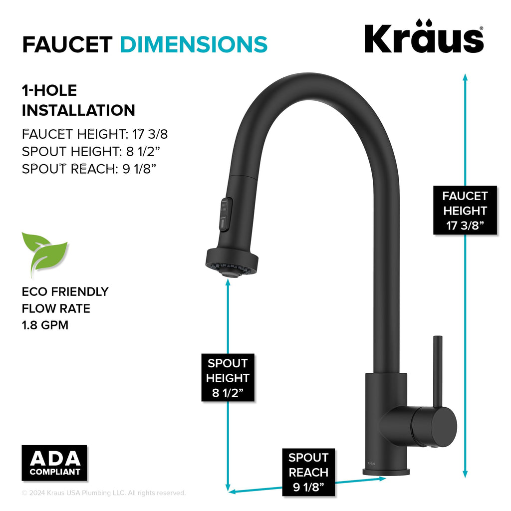 KRAUS Chrome 18.75 in Commercial Pull Down Kitchen Faucet KPF-1610CH