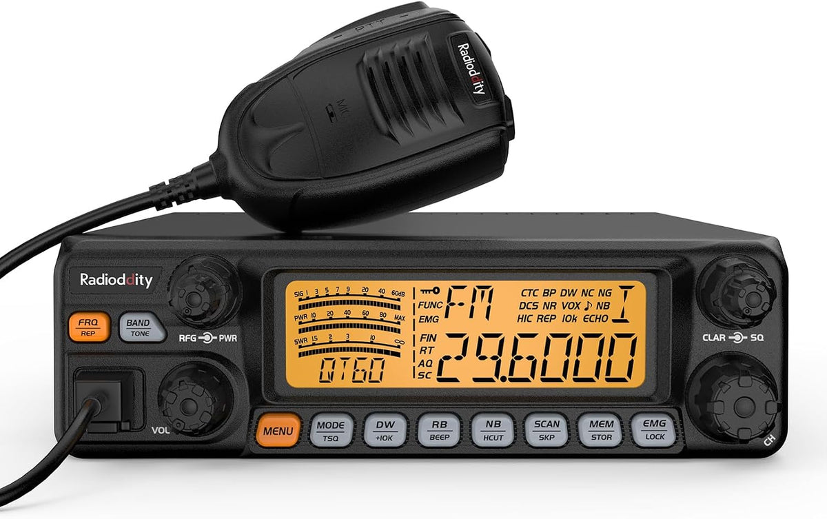 Radioddity QT60 Pro 10 Meter Mobile Ham Radio SSB/AM/FM/PA 60W, NOAA Alert