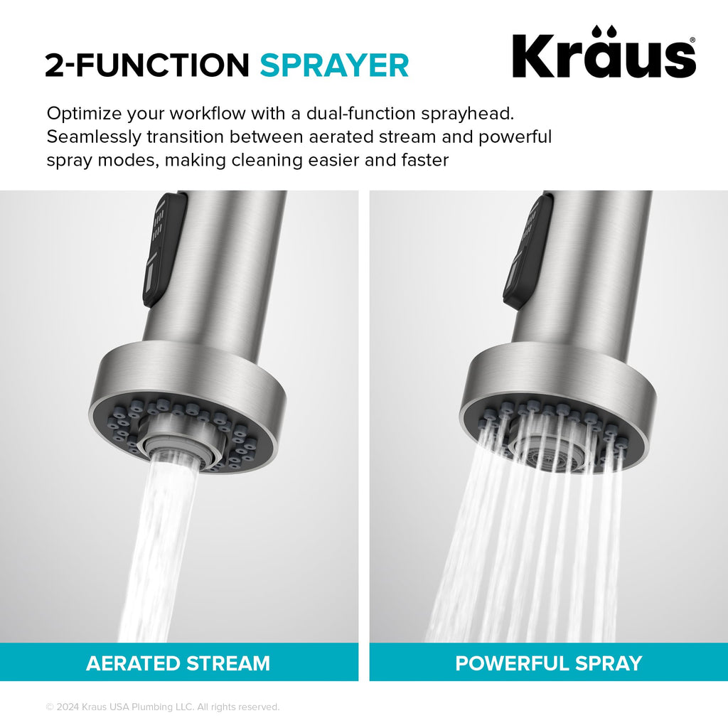 KRAUS Chrome 18.75 in Commercial Pull Down Kitchen Faucet KPF-1610CH