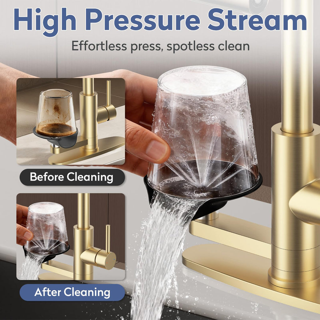 SINGSUO Pull Down Kitchen Faucet with Glass Rinser (Black)