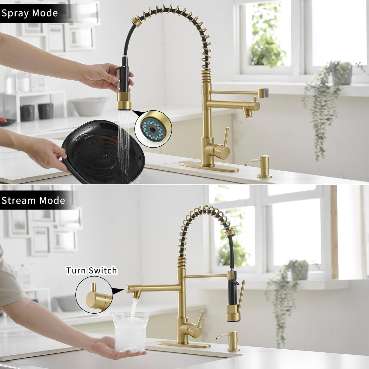 AIMADI Contemporary Kitchen Sink Faucet,Brushed Nickel Stainless Steel