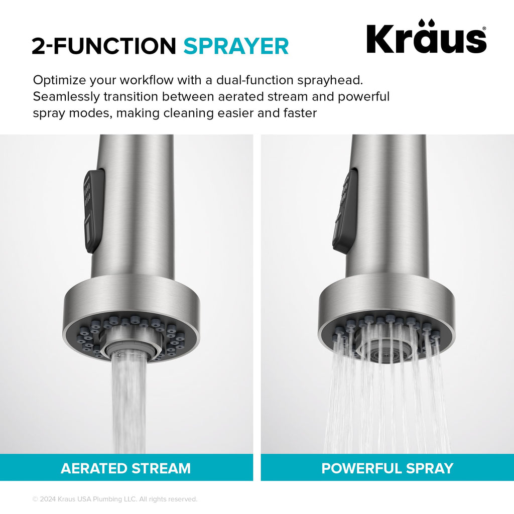 KRAUS Chrome 18.75 in Commercial Pull Down Kitchen Faucet KPF-1610CH