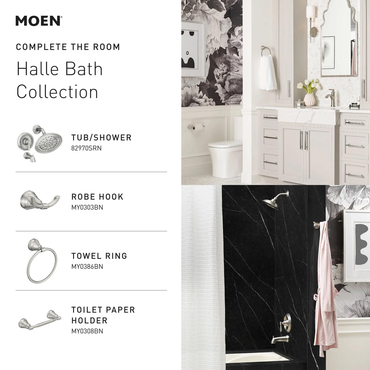Moen Halle Spot Resist Brushed Nickel One-Handle Single Hole Bathroom Sink Faucet with Optional Deckplate, 84970SRN