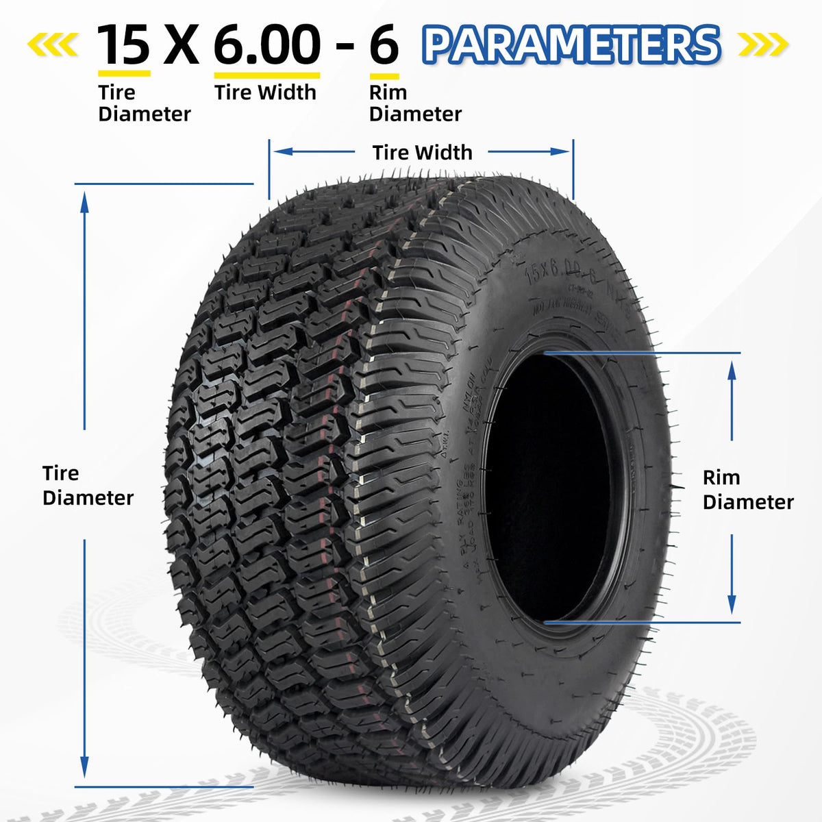 GICOOL 20x12.00-10 Tubeless Lawn Mower Tire for Riding Mower Tractor, 4Ply
