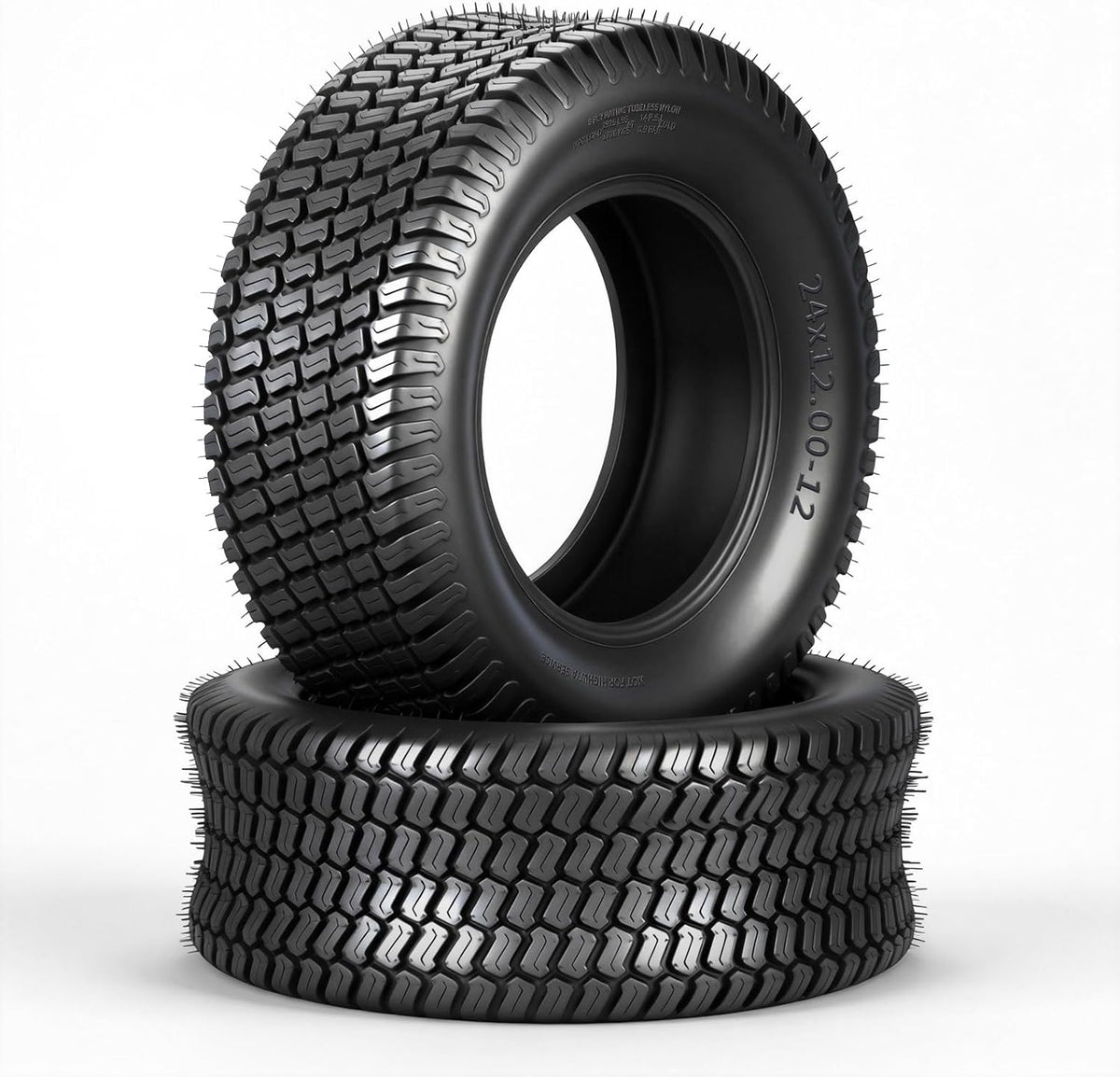 24x12.00-12 Lawn Mower Turf Tires, 8 Ply Tubeless, Set of 2