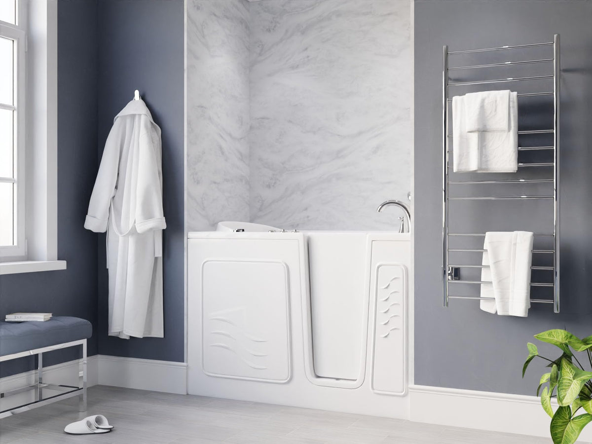 ANZZI Walk In Tub, 30 X 53 In, Left Drain, Air & Whirlpool Jets, 110v