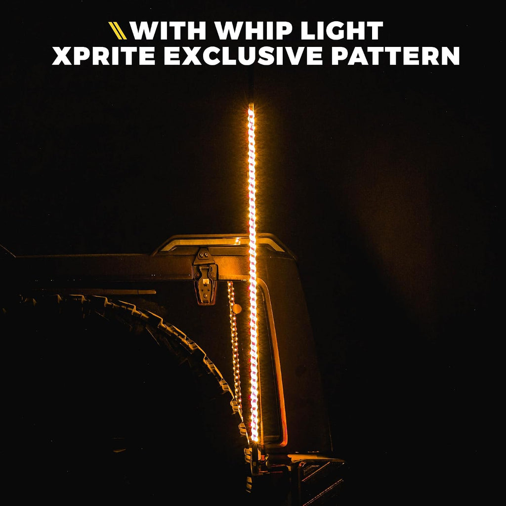 Xprite 4FT LED CB Radio Antenna with Amber Whip Lights & Rocker Switch