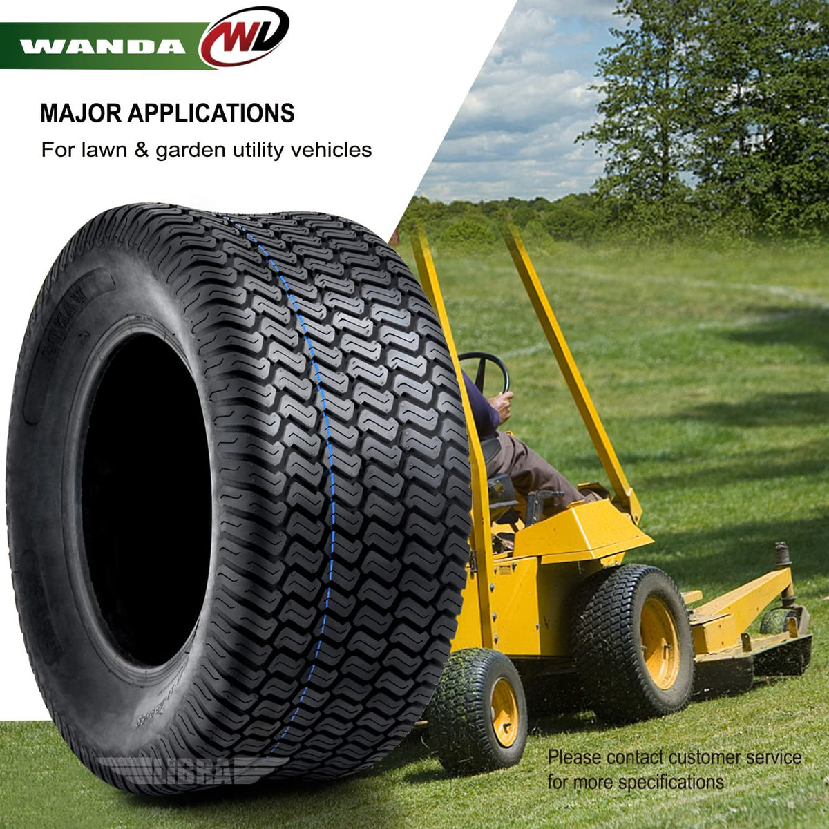 WANDA 4PC Lawn Mower Turf Tires 15x6-6 Front & 20x10-8 Rear 4PR-13016/13040