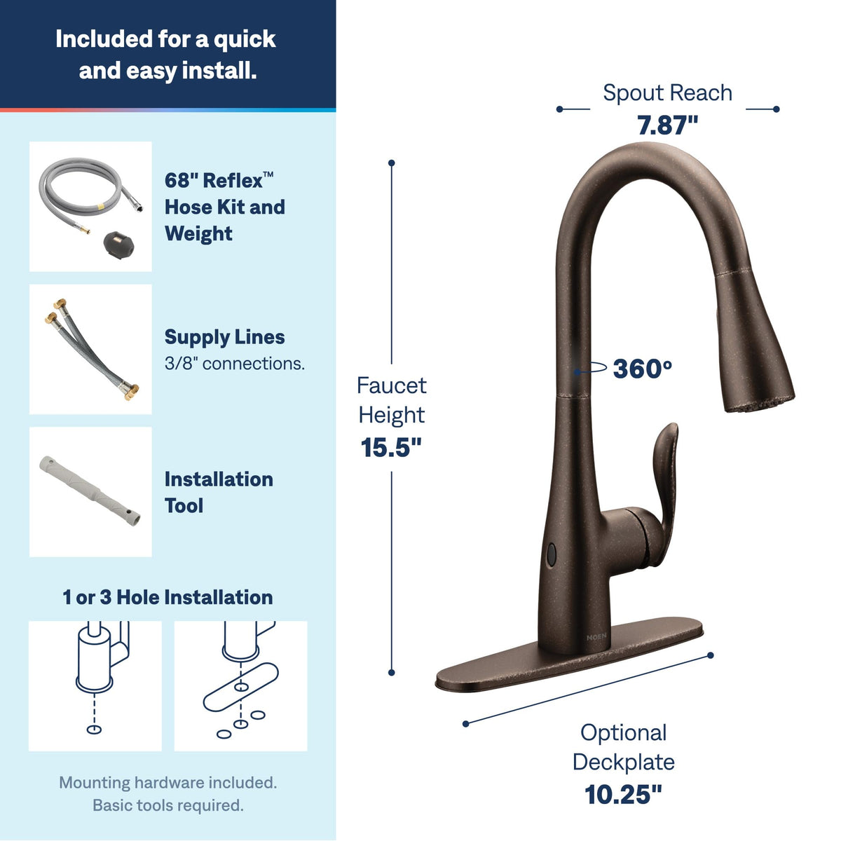 Moen Arbor Spot Resist Stainless One-Handle Pulldown Kitchen Faucet with Sprayer and a Reflex Docking System, Kitchen Sink Faucet Featuring Power Boost for a Faster Clean, 7594SRS