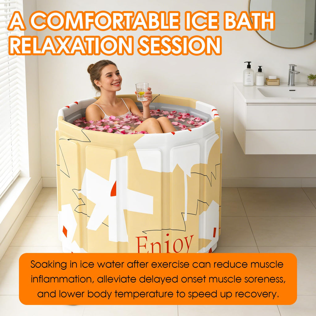 Portable Bathtub for Adult, Foldable Soaking Bathtub for Hot SPA&Ice Bath, Foldable Small Bathtub collapsible bathtub for Bathing, 6-layer Insulated portable tub,Space-Saving (black 41.3X26.6 IN)