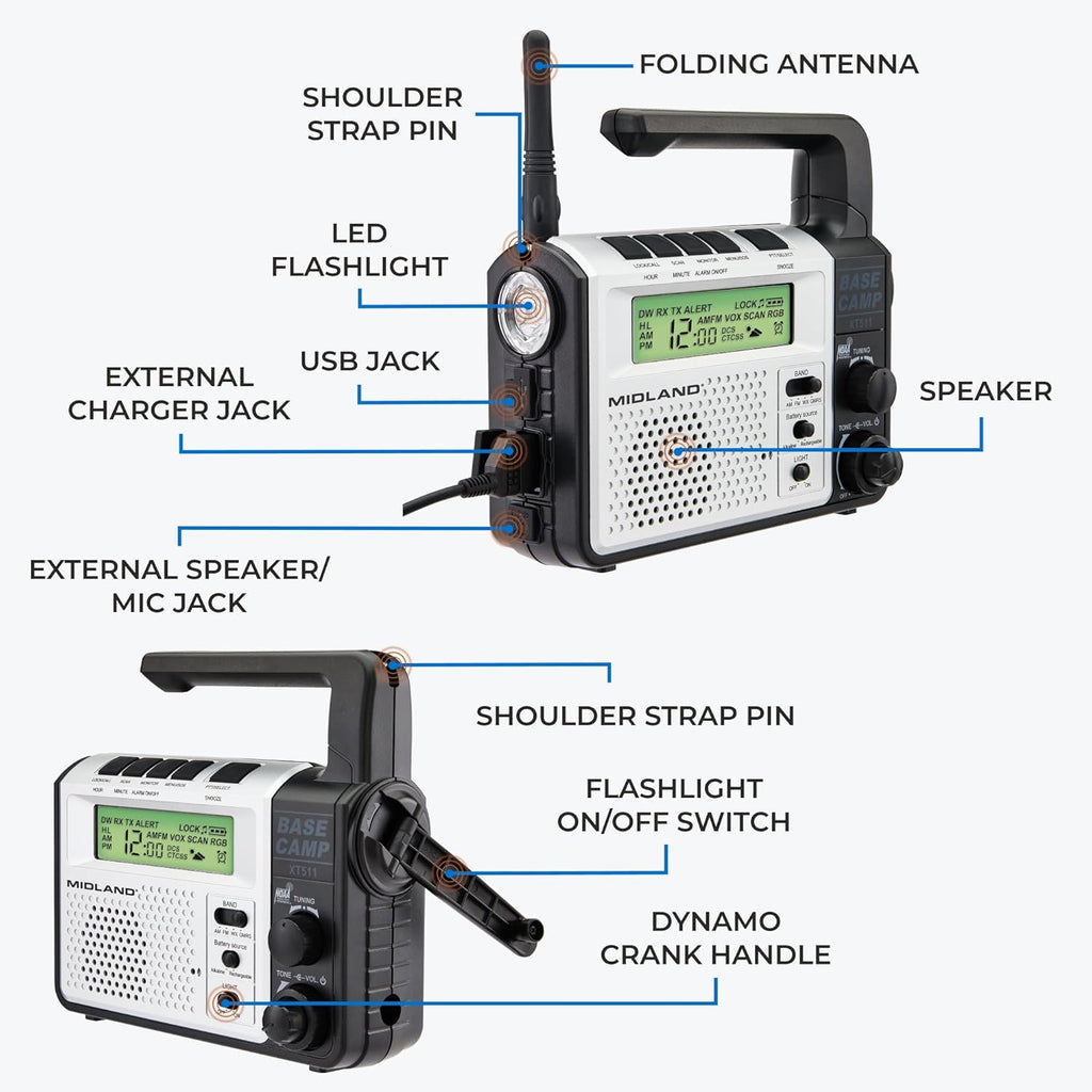 Midland - XT511 - Emergency Radio - 22 Channel Two-Way Base Camp Radio