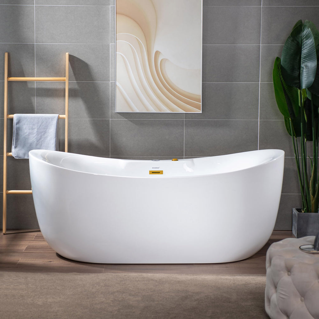 WOODBRIDGE 72"Ã35-3/8" Double Slipper Whirlpool&Air, Heated Soaking Bathtub