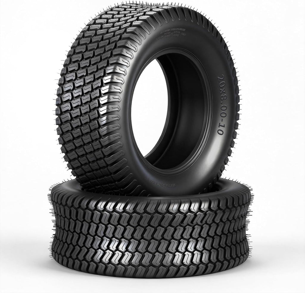 20x8.00-10 Lawn Mower Tires, 4 Ply Tubeless, Set of 2