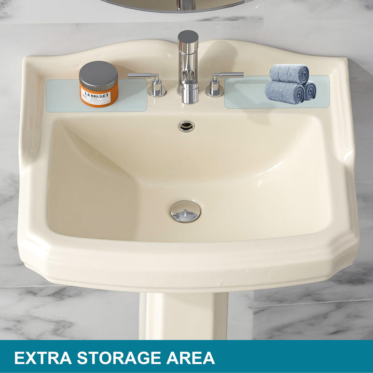 23"x19" Porcelain Retro Bathroom Pedestal Sink White 3 Hole