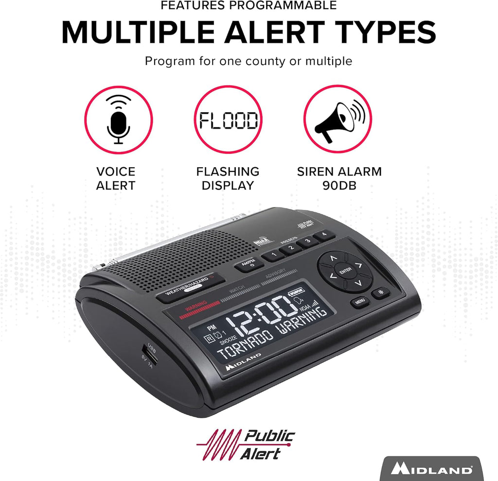 Midland Deluxe Home and Travel Emergency Radio - NOAA Weather Alert Scanner