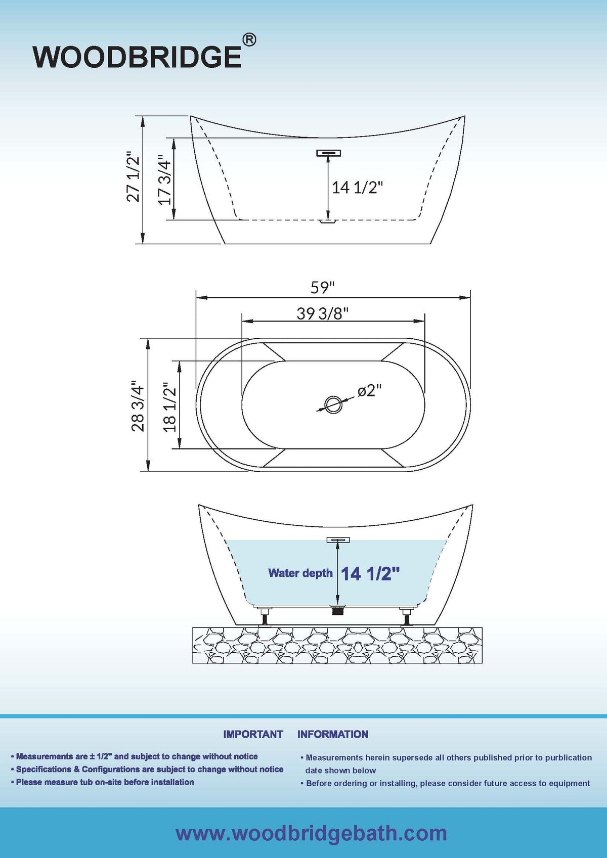 WOODBRIDGE 71" Acrylic Freestanding Bathtub Contemporary Soaking White Tub with Brushed Gold Overflow and Drain,B0017-BG