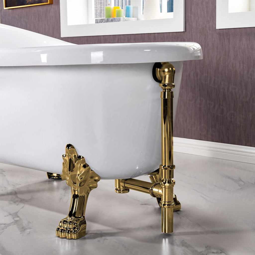 WOODBRIDGE 67" Heavy Duty Acrylic Slipper Clawfoot Bath Tub with Matte Black Feet + Matte Black Drain &Overflow