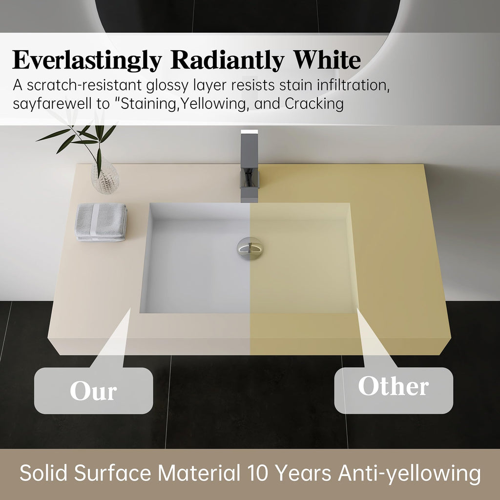 47" Wall Mount Sink, Artificial Stone Bathroom Sink, Single Hole