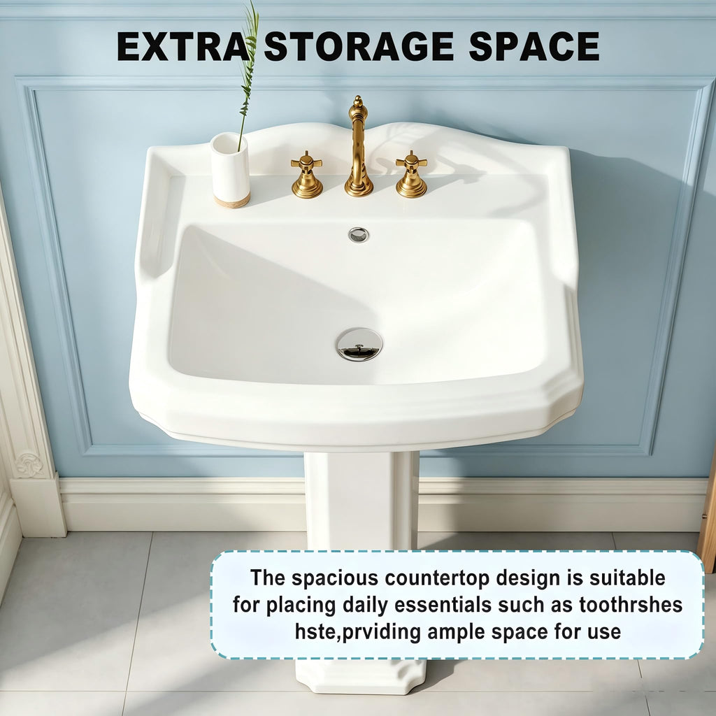 Garvee 20" W X 17" D W Bathroom Pedestal Sink, Pedestal Sink Combo