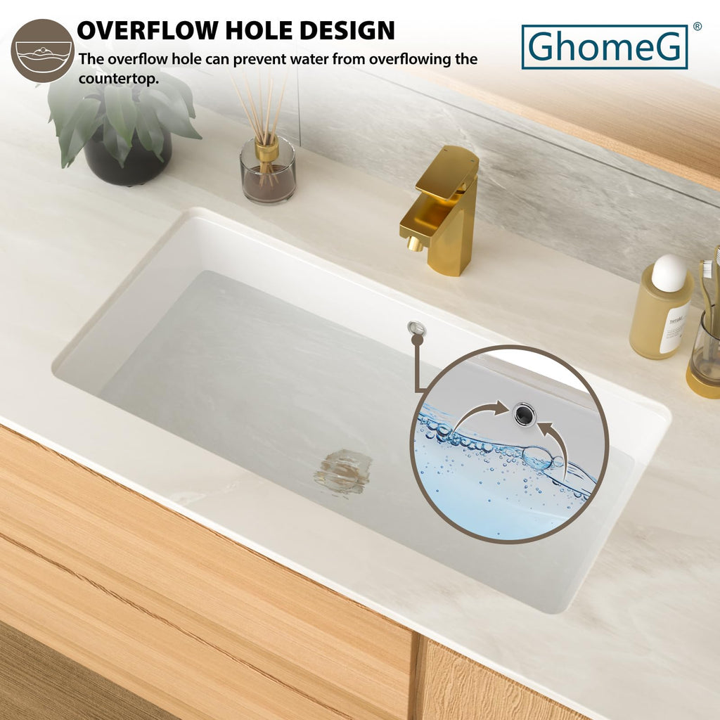 17 Inch Undermount Bathroom Sink Rectangle White