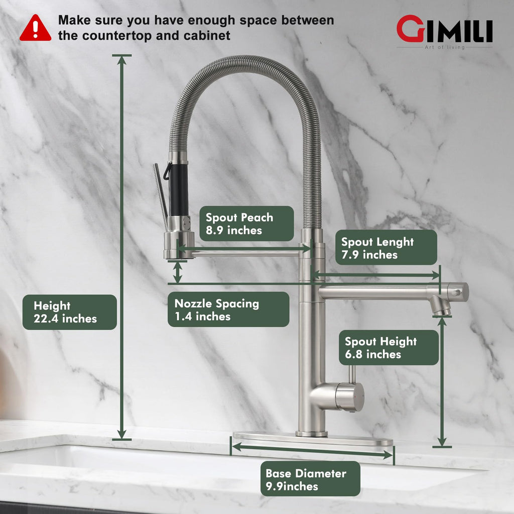 GIMILI Filter Kitchen Faucet Drinking Water Faucet 3 in 1 Brushed Nickel
