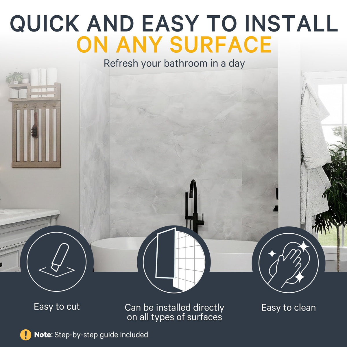 Bathtub Surround Kits - Waterproof Wall Panels - 60''32"60'' - Basalt