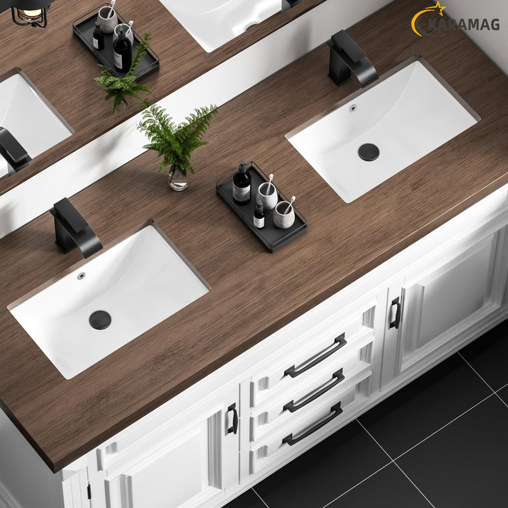 27 Inch Undermount Bathroom Sink with Overflow Rectangle Sinks