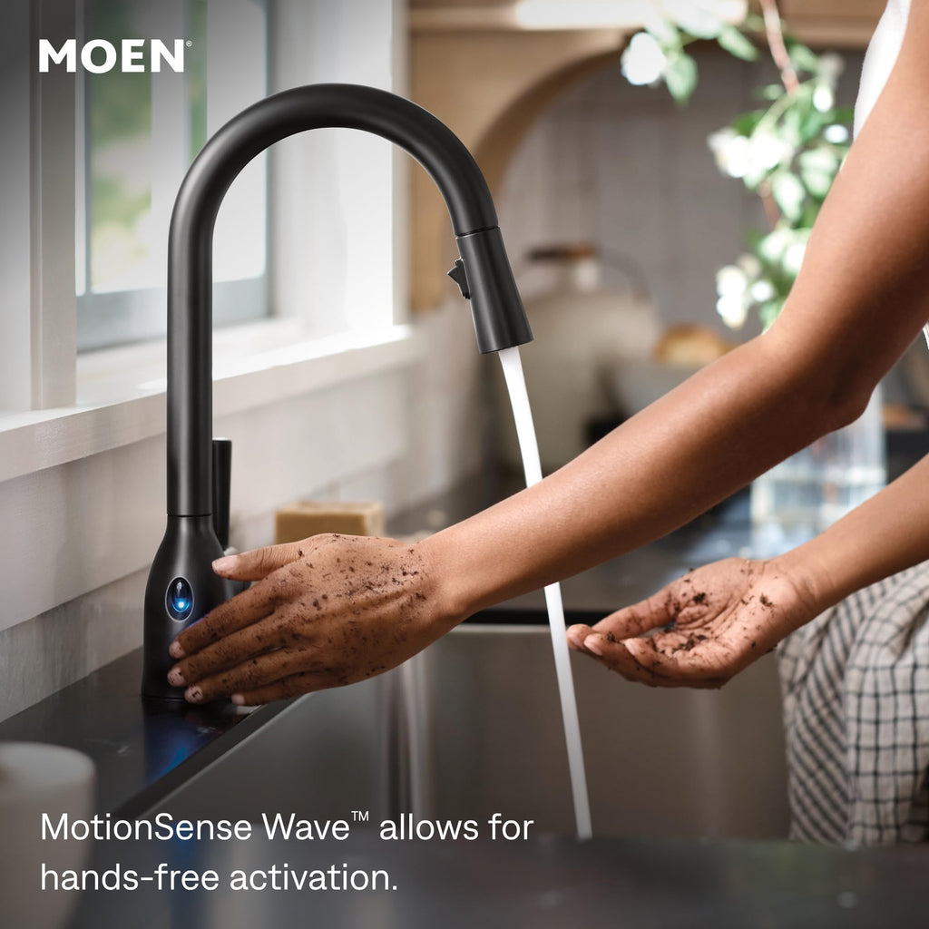 Moen Sleek Oil Rubbed Bronze One-Handle High Arc Kitchen Faucet with Pulldown Sprayer Featuring Power Boost for a Faster Clean, 7864ORB