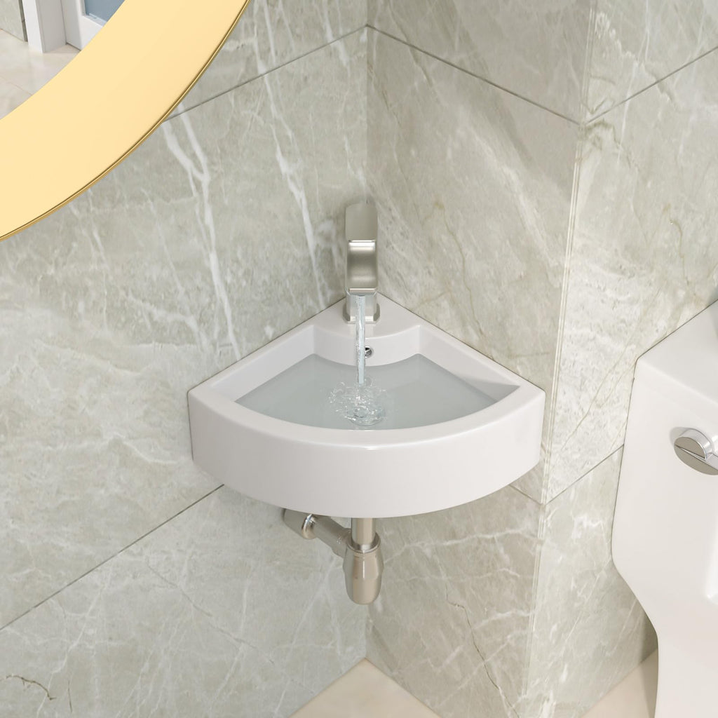 Lordear Wall Mount Bathroom Sink 21x12 Inch White Rectangle Sink with Overflow Porcelain Ceramic Floating Bathroom Vessel Sinks, Wall Hung Wash Hand Basin