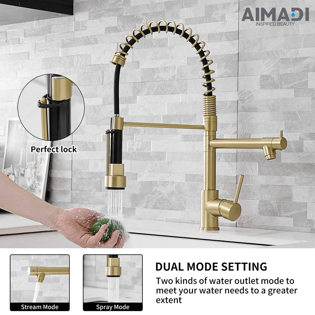 AIMADI Contemporary Kitchen Sink Faucet,Brushed Nickel Stainless Steel