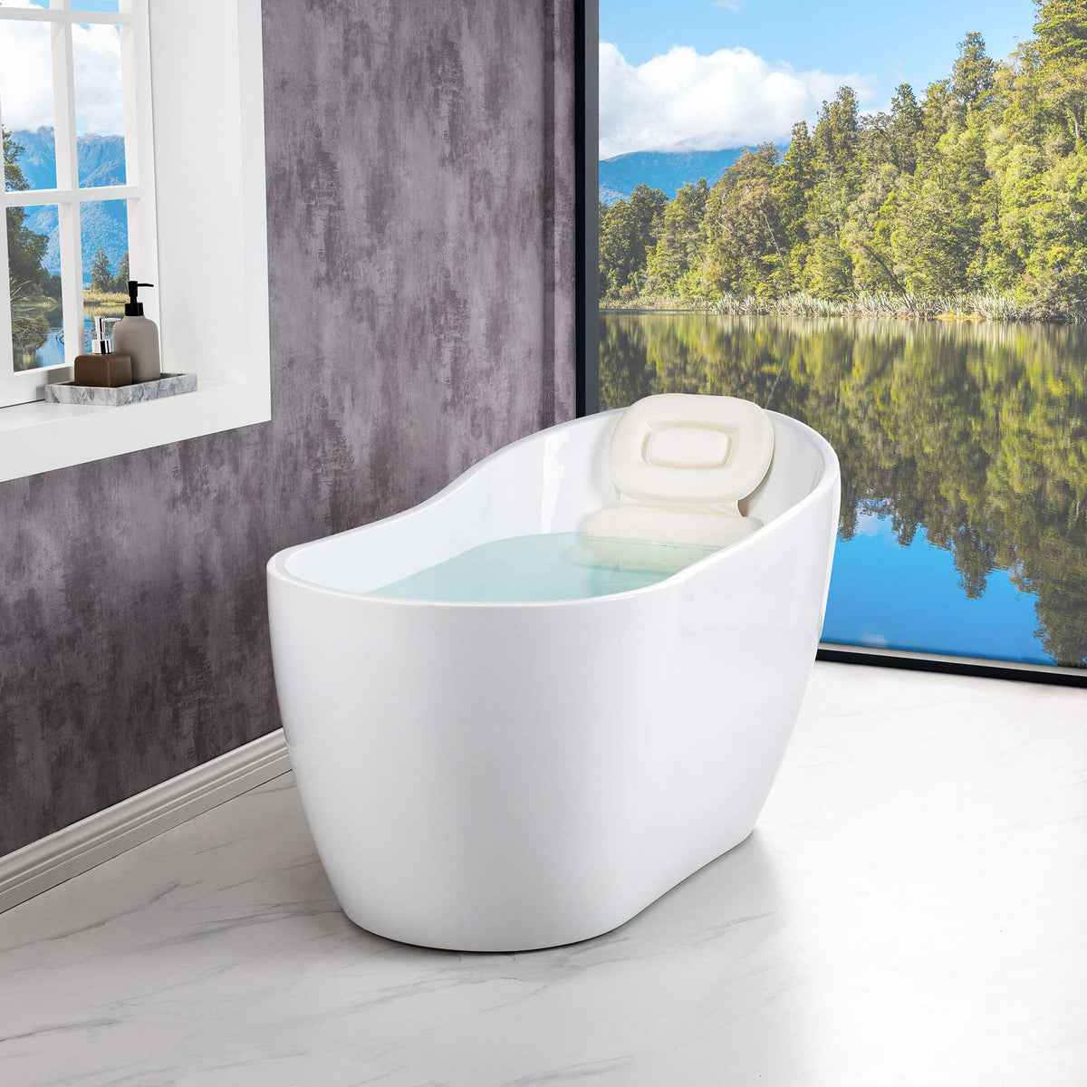 WOODBRIDGE 54"Freestanding White Acylic Soaking Bathtub with Brushed Nickel Drain and Overflow,BTA1507 -B/N-Drain &O