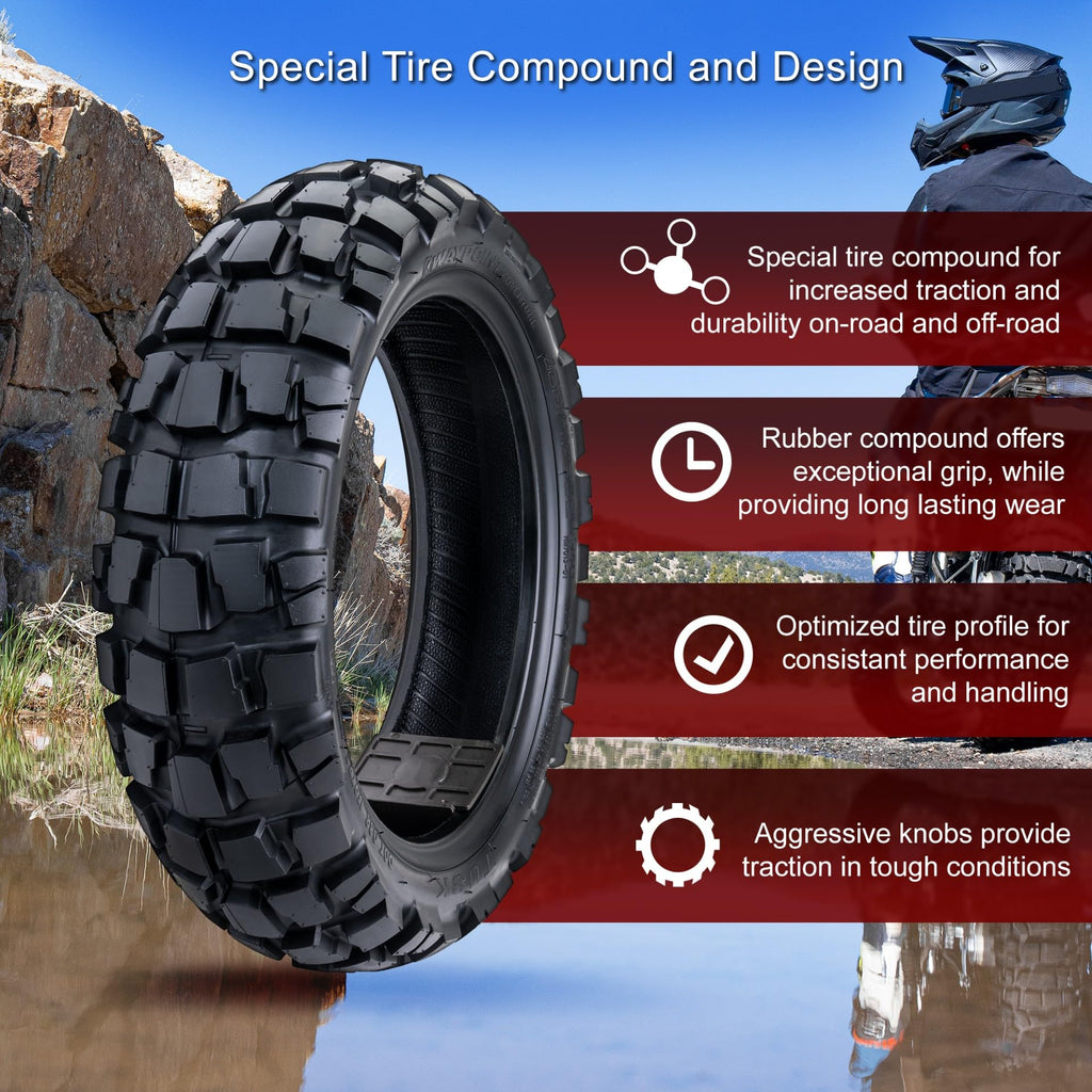 Tusk Waypoint Adventure Motorcycle Tire Set ¨C 90/90-21 Front & 130/90-17 Rear (68R) Tube Type