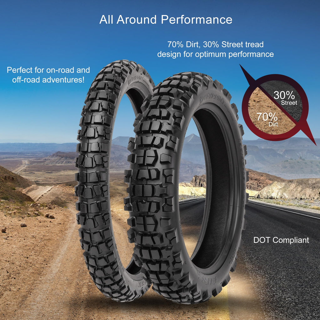Tusk Waypoint Adventure Motorcycle Tire Set ¨C 90/90-21 Front & 130/90-17 Rear (68R) Tube Type
