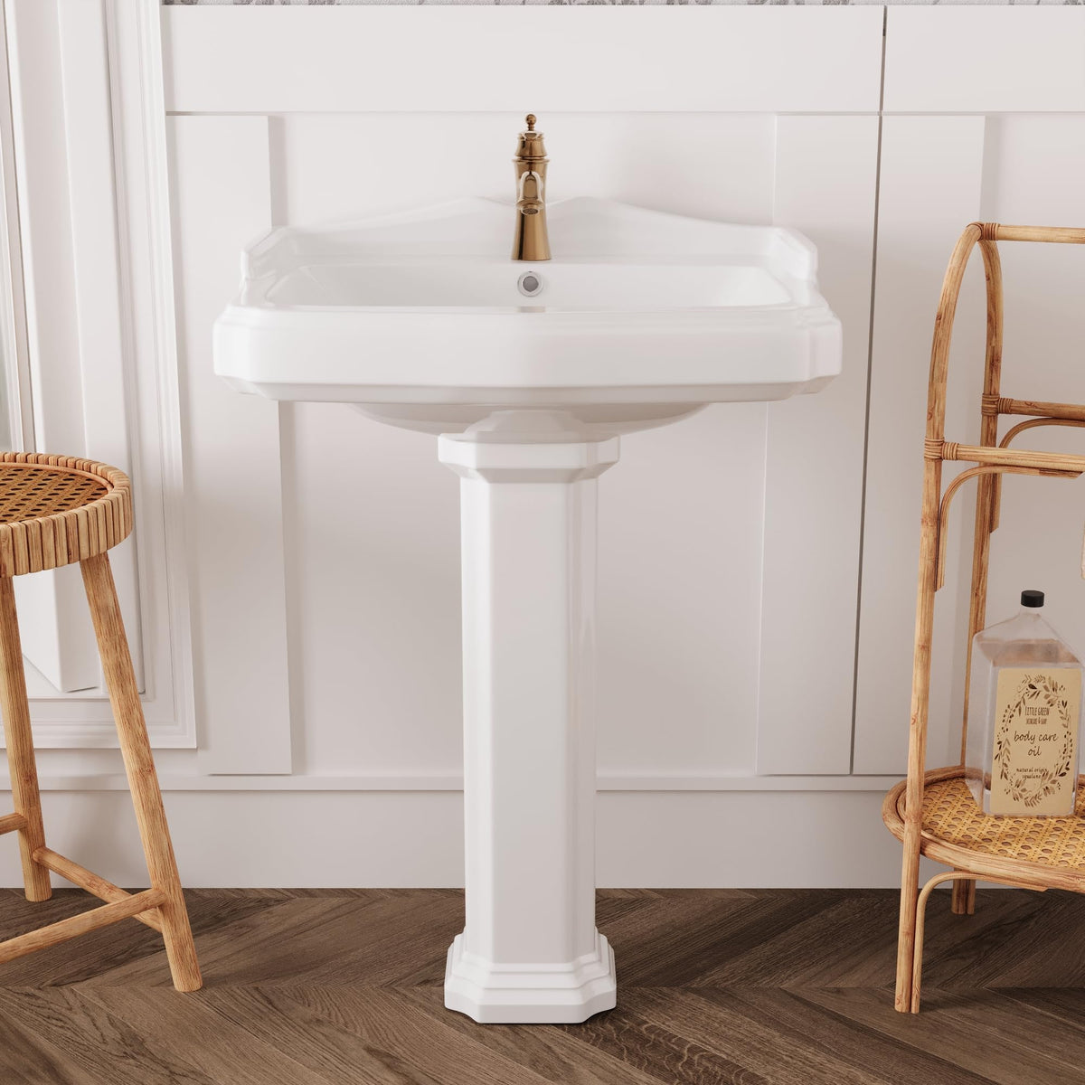 DeerValley Compact Bathroom Sink White 20"x17" Ceramic Sleek Basin DV-1P523