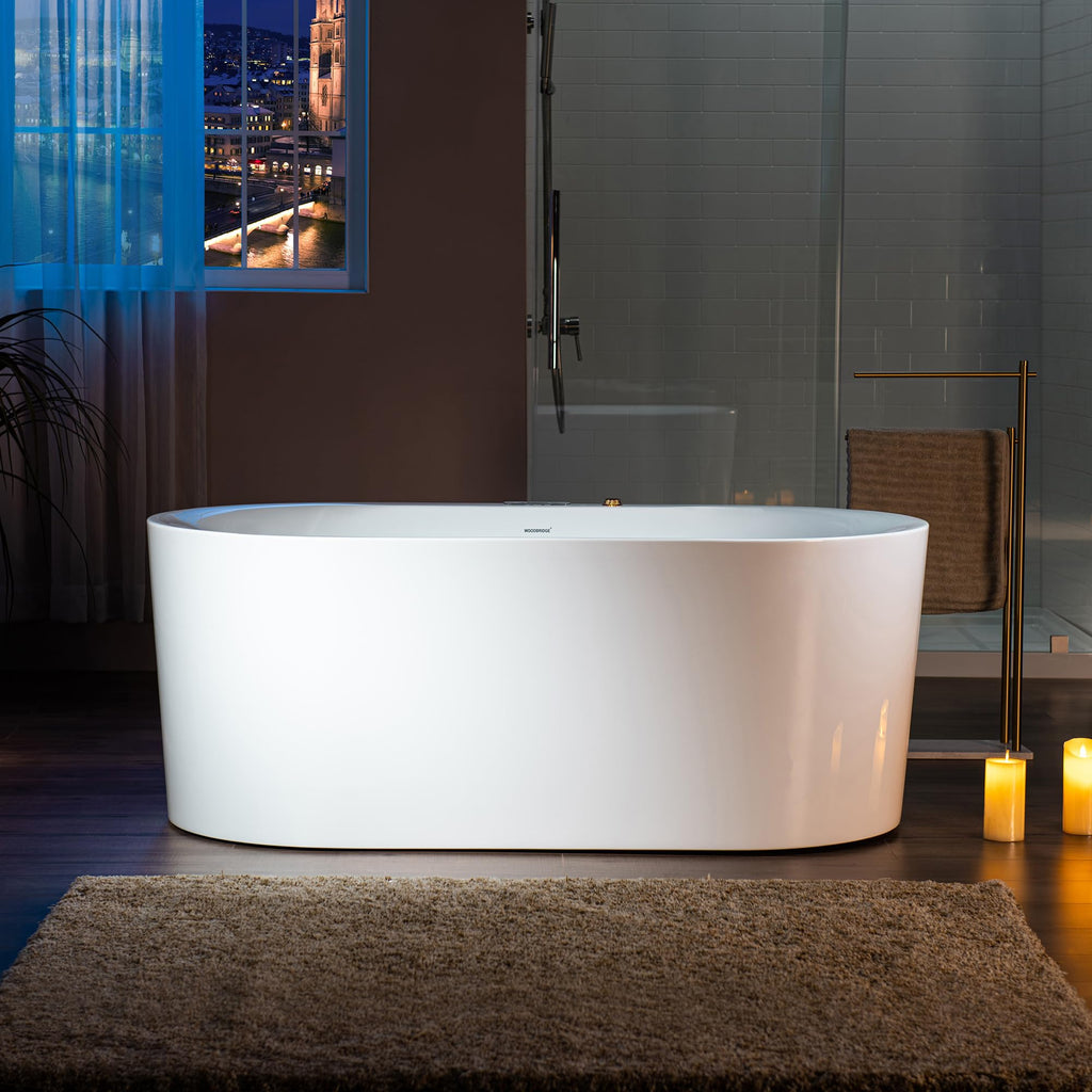 WOODBRIDGE 59" Ã 31-1/2" Compact Whirlpool & Air, Heated Soaking Bathtub