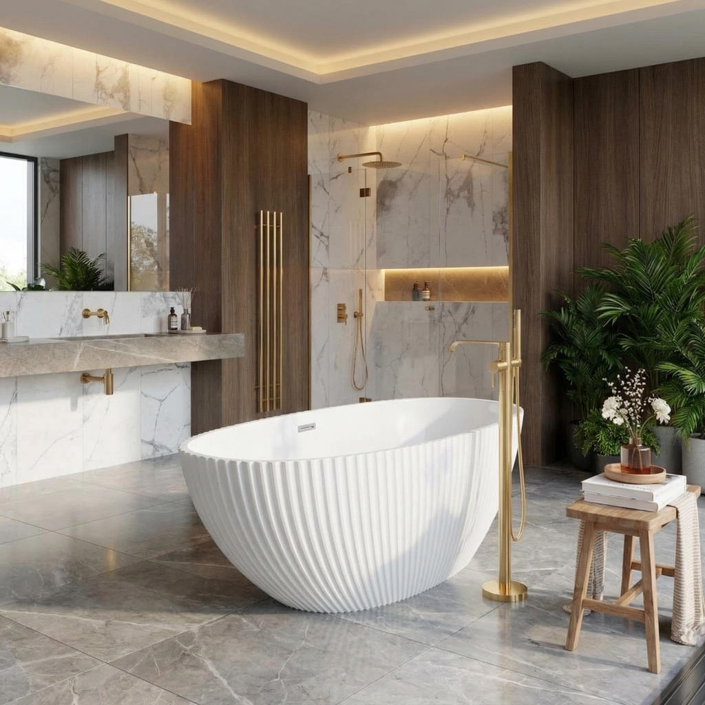 Freestanding Bathtub 59 inch Acrylic Free Standing Tub 59 Inch, Free Standing Tub with Chrome Drain & Overflow, Ergonomic Stand Alone Tub for Small Bathroom or Home Spa