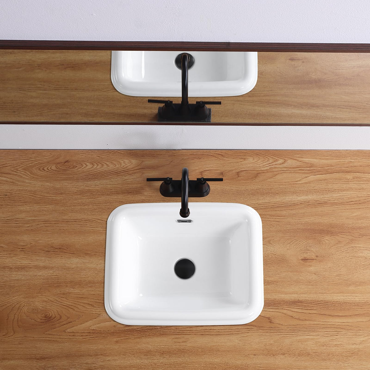 23" Drop-in Bathroom Sink with 8" Widespread 3 Hole Ceramic Basin