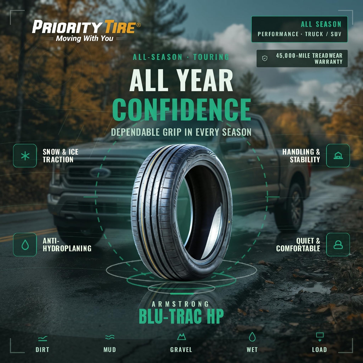 Armstrong Blu-Trac HP 235/45R18 98W XL All Season Passenger Tire