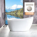 WOODBRIDGE 54"Freestanding White Acylic Soaking Bathtub with Brushed Nickel Drain and Overflow,BTA1507 -B/N-Drain &O