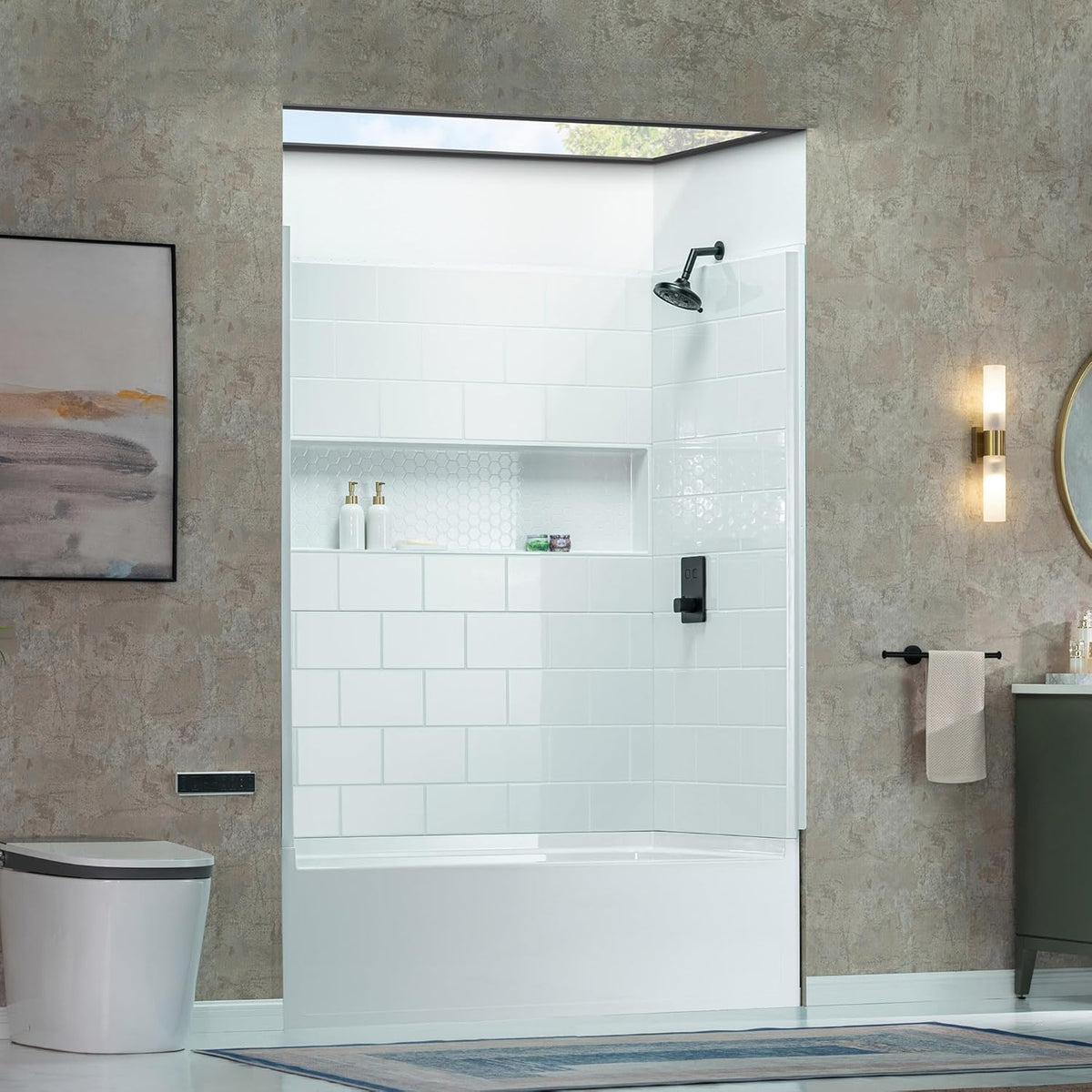 WOODBRIDGE 60â x 32â Alcove Soaking Bathtub in white with Right-Hand Drain Hole â Tub Only (No Wall Panels)