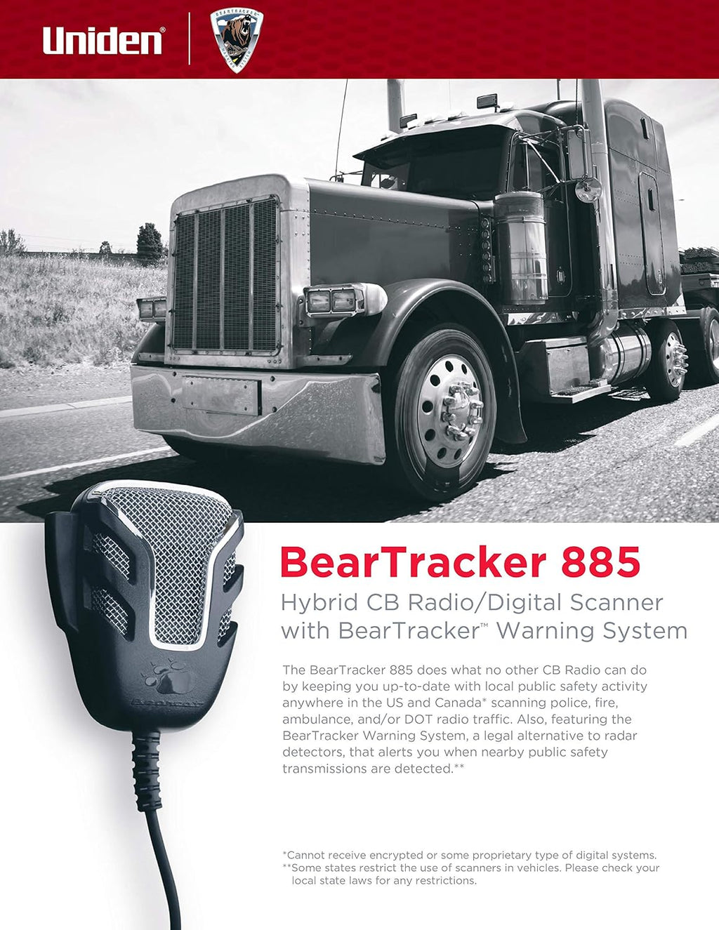 Uniden BEARTRACKER 885 Hybrid Full-Featured CB Radio + Digital TrunkTracking Police/Fire/Ambulance & (BC15) Bearcat 15-Watt External Communications Speaker. Durable Rugged Design