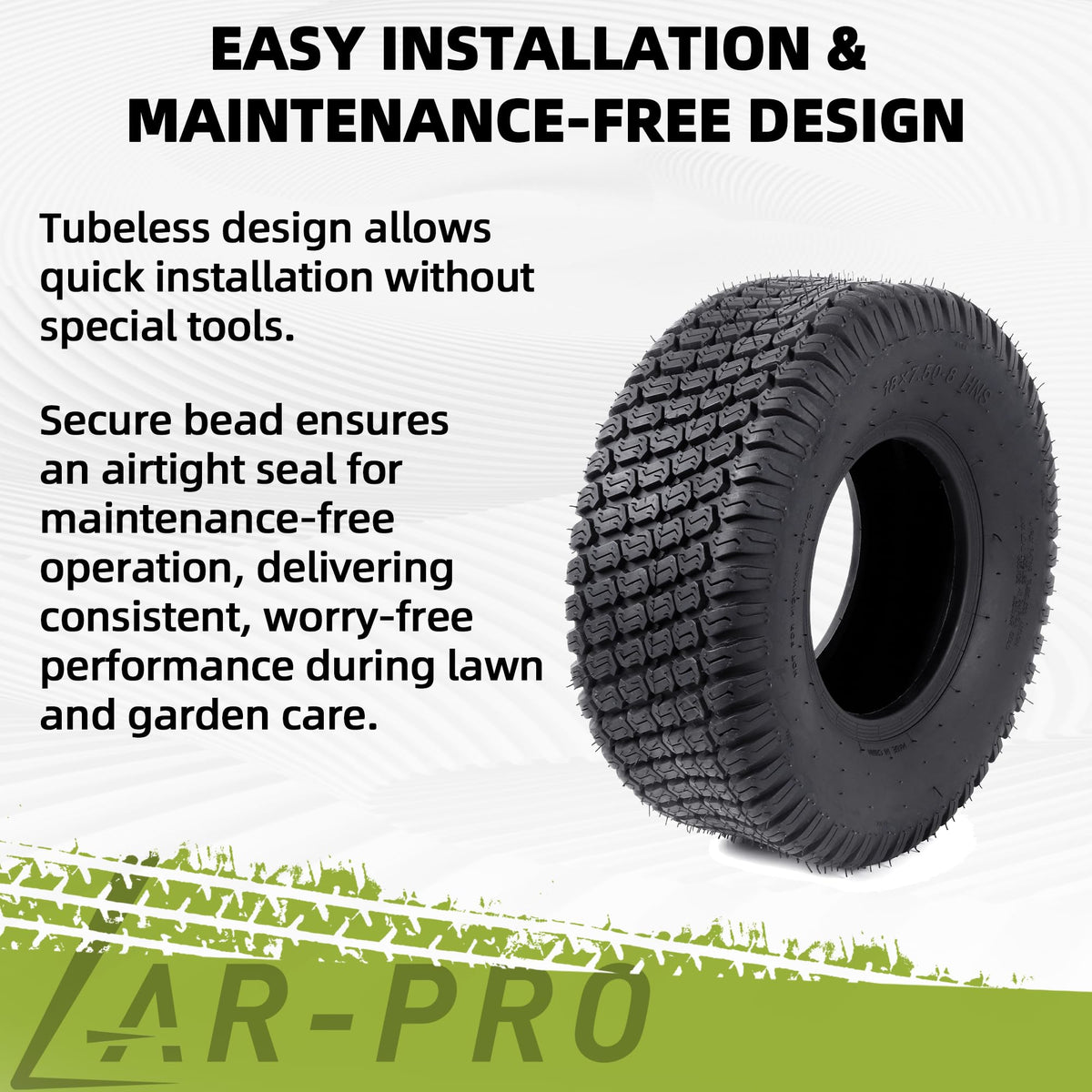 AR-PRO (2 Pack) 20x8.00-8 Lawn Mower Turf Tires, Tubeless, No Rims