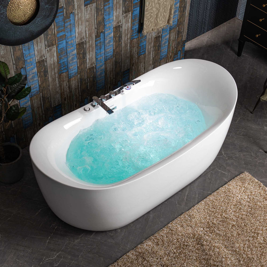 WOODBRIDGE 72"Ã35-3/8" Double Slipper Whirlpool&Air, Heated Soaking Bathtub