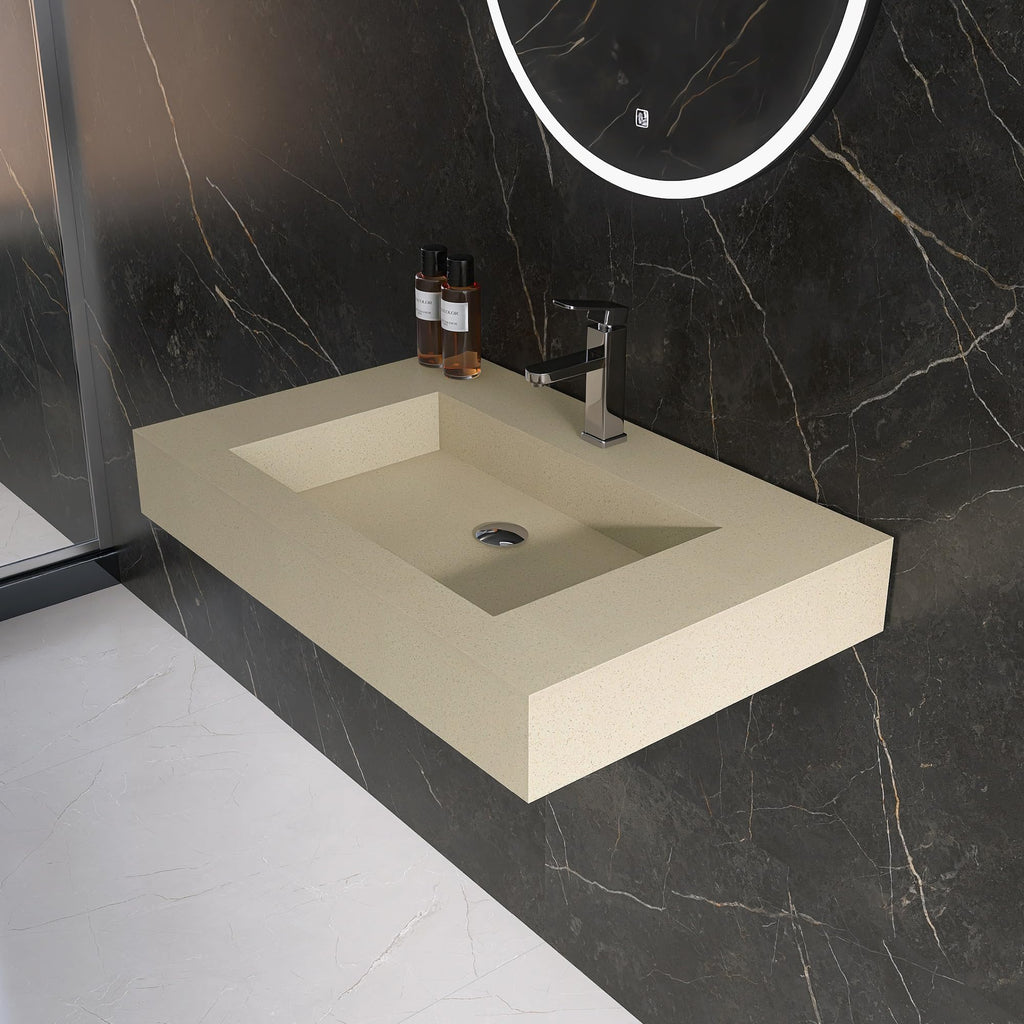 47" Wall Mount Sink, Artificial Stone Bathroom Sink, Single Hole
