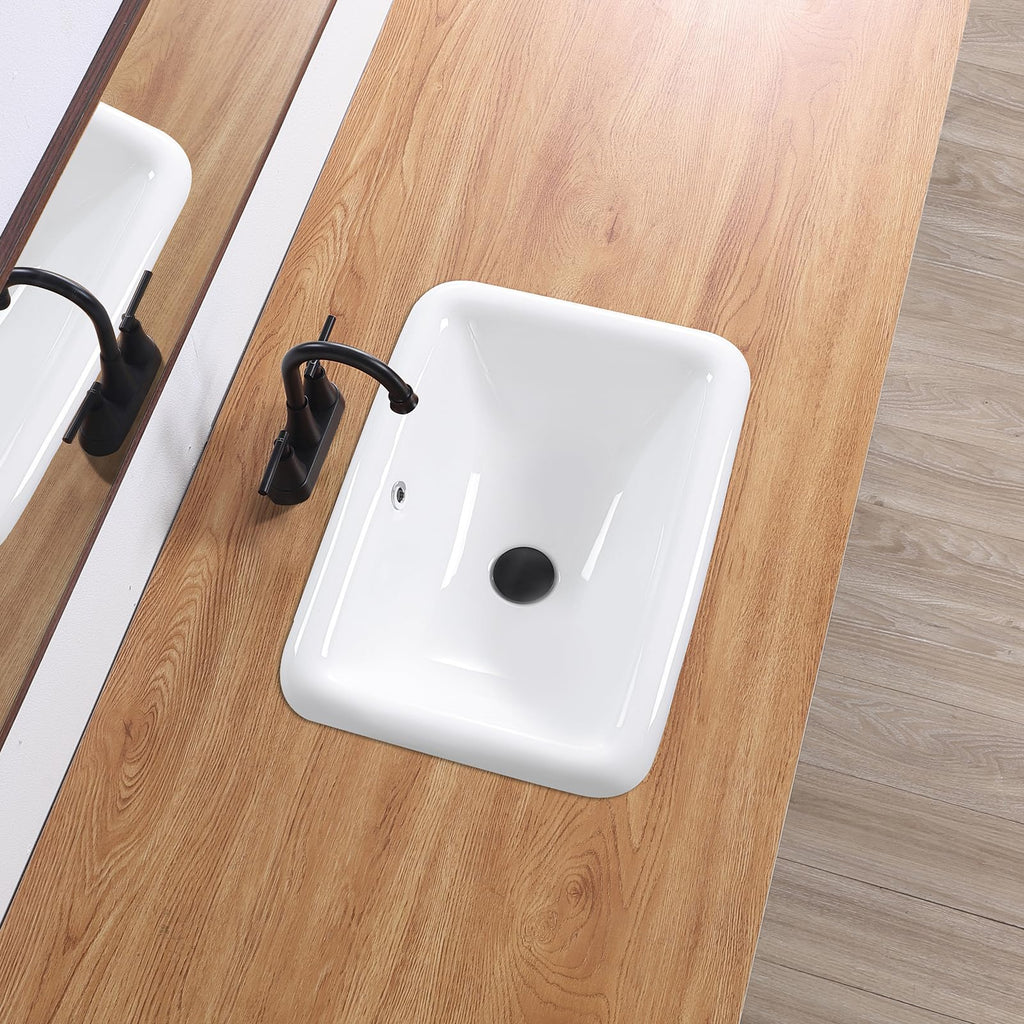 23" Drop-in Bathroom Sink with 8" Widespread 3 Hole Ceramic Basin
