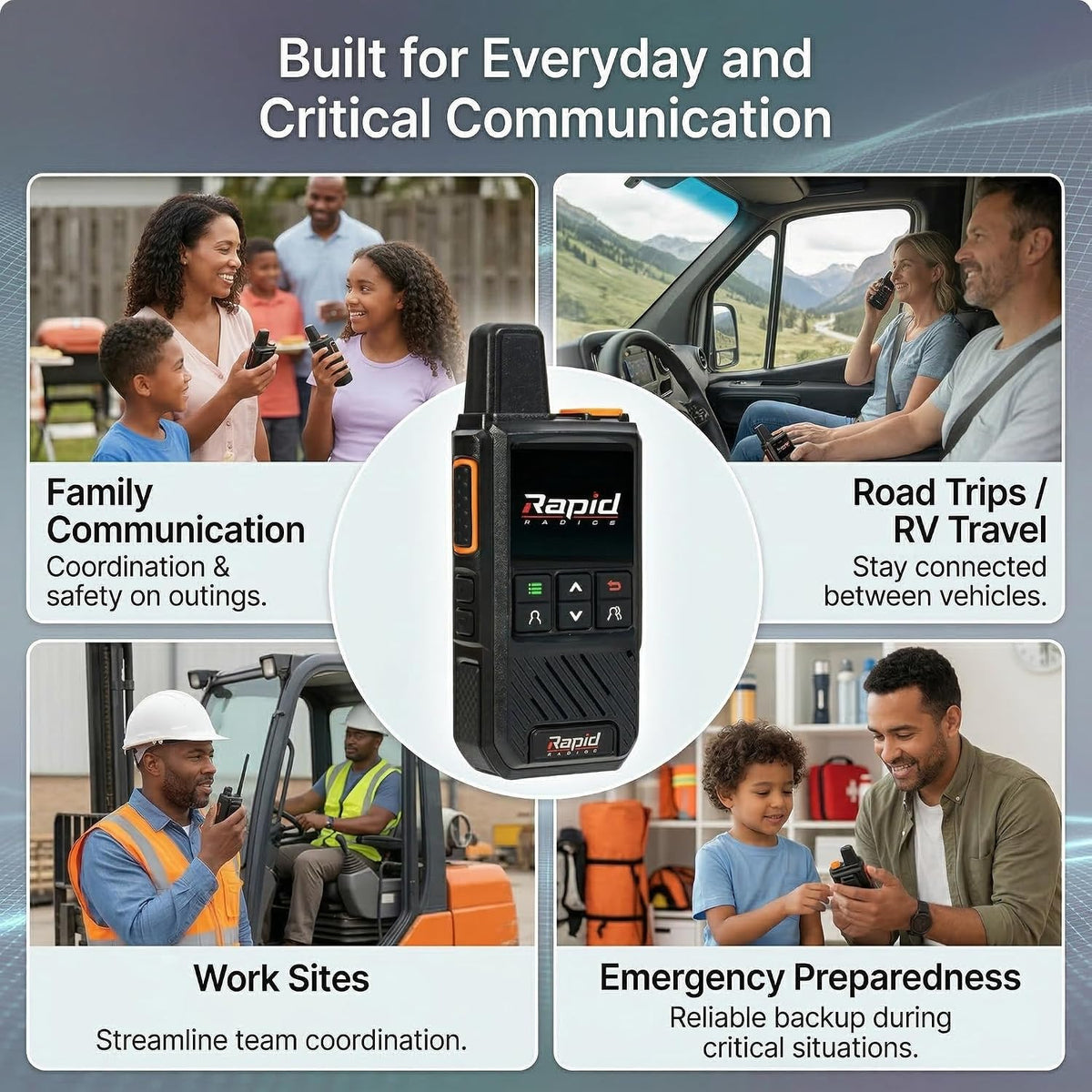 Rapid Radios G1 - Nationwide LTE Walkie-Talkies - Unlimited Range Cellular Push-to-Talk Two-Way Radios Set
