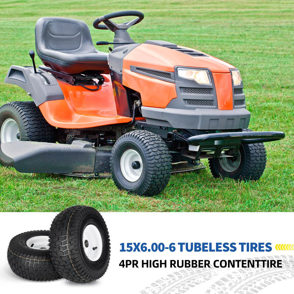 GICOOL 20x8.00-8 Lawn Mower Tire and Wheel, 4 Ply Tubeless Tire, 20x8-8nhs Riding Lawn Mower and Tractor Rear Tire and Wheel Assemblies, 3.5" Offset Hub, 3/4" Borehole, and 3/16" Keyway