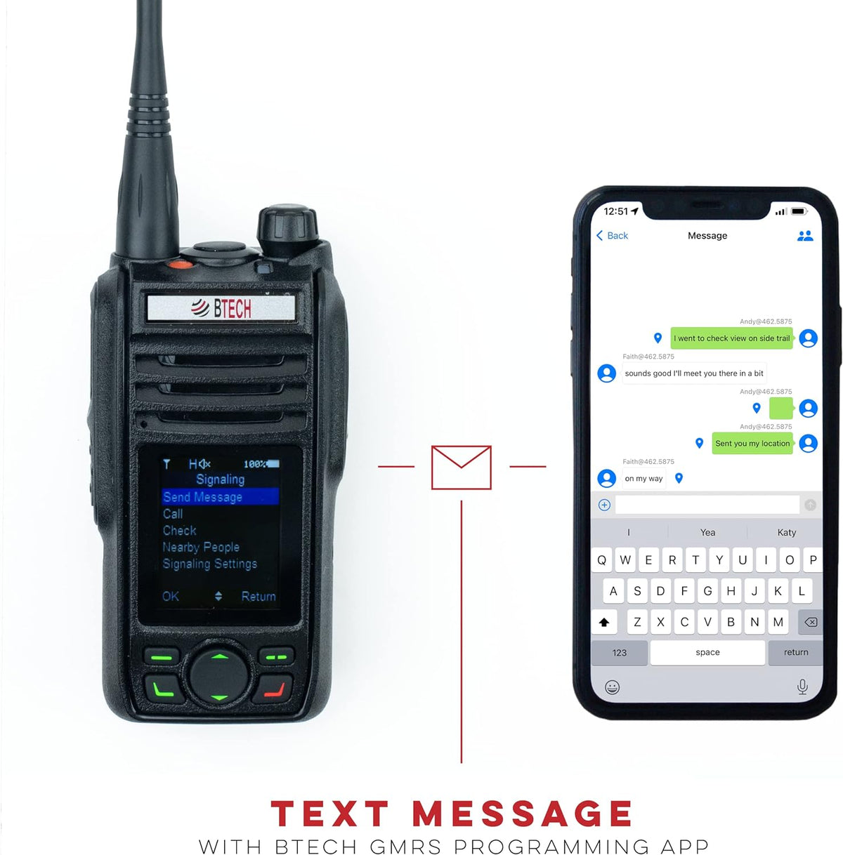 BTECH GMRS-PRO 5W Long-Range GMRS Radio â IP67 Waterproof, Bluetooth VOX, GPS, Texting, NOAA, Compass, Dual-Band Scanner, Off-Grid Location Sharing, Two-Way Walkie Talkie