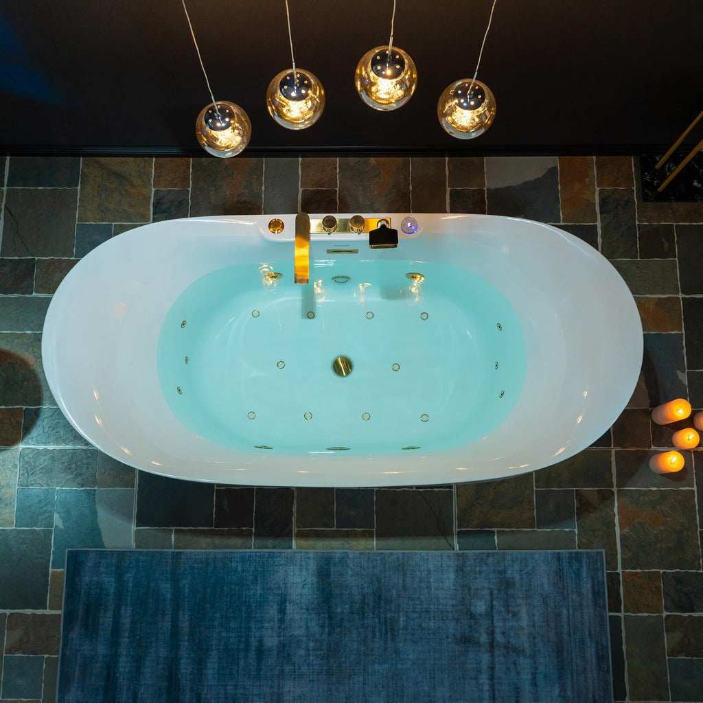 WOODBRIDGE 72"Ã35-3/8" Double Slipper Whirlpool&Air, Heated Soaking Bathtub